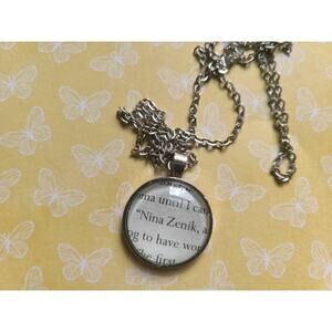 Nina Zenik pendant necklace made with Six of Crows book pages